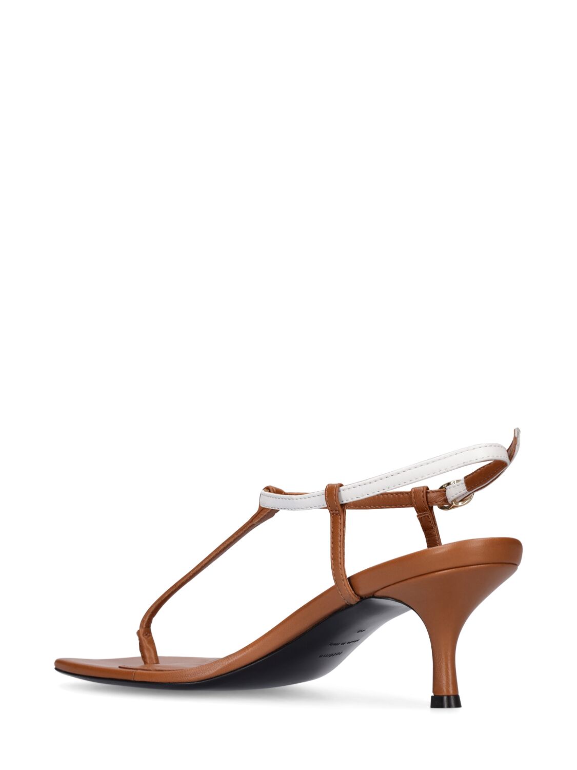 Shop Totême 55mm The Bicolor Leather Sandals In Tan,white
