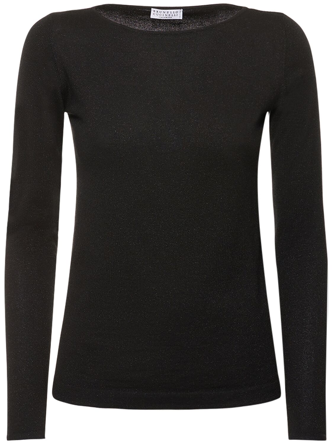 Image of Boat Neck Cashmere & Lurex Knit Sweater