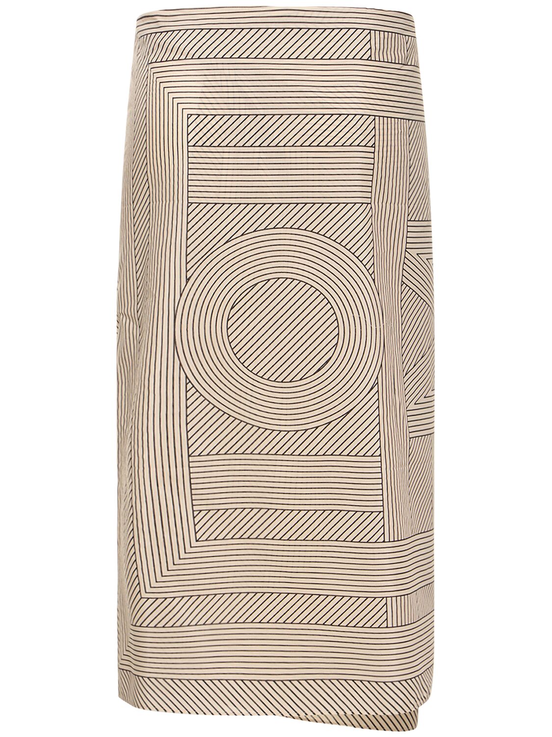 Shop Totême Monogram Cotton & Silk Wrap Skirt In Weiss,multi