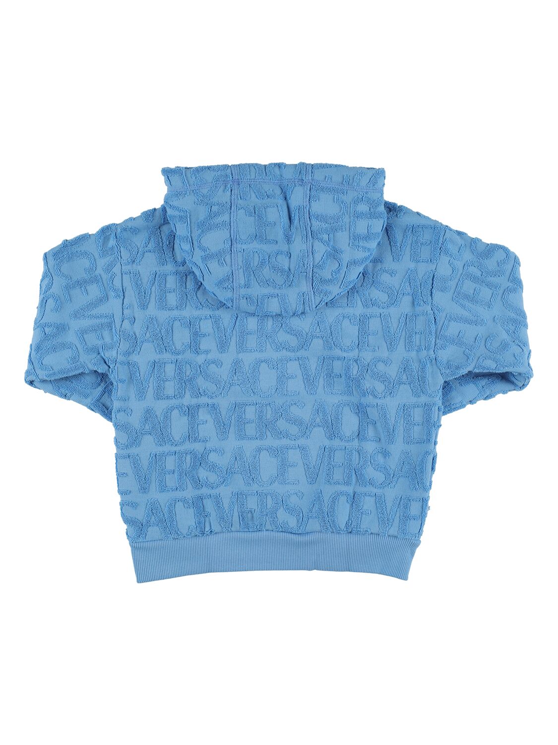 Shop Versace Cotton Sweatshirt W/ Logo In Blue