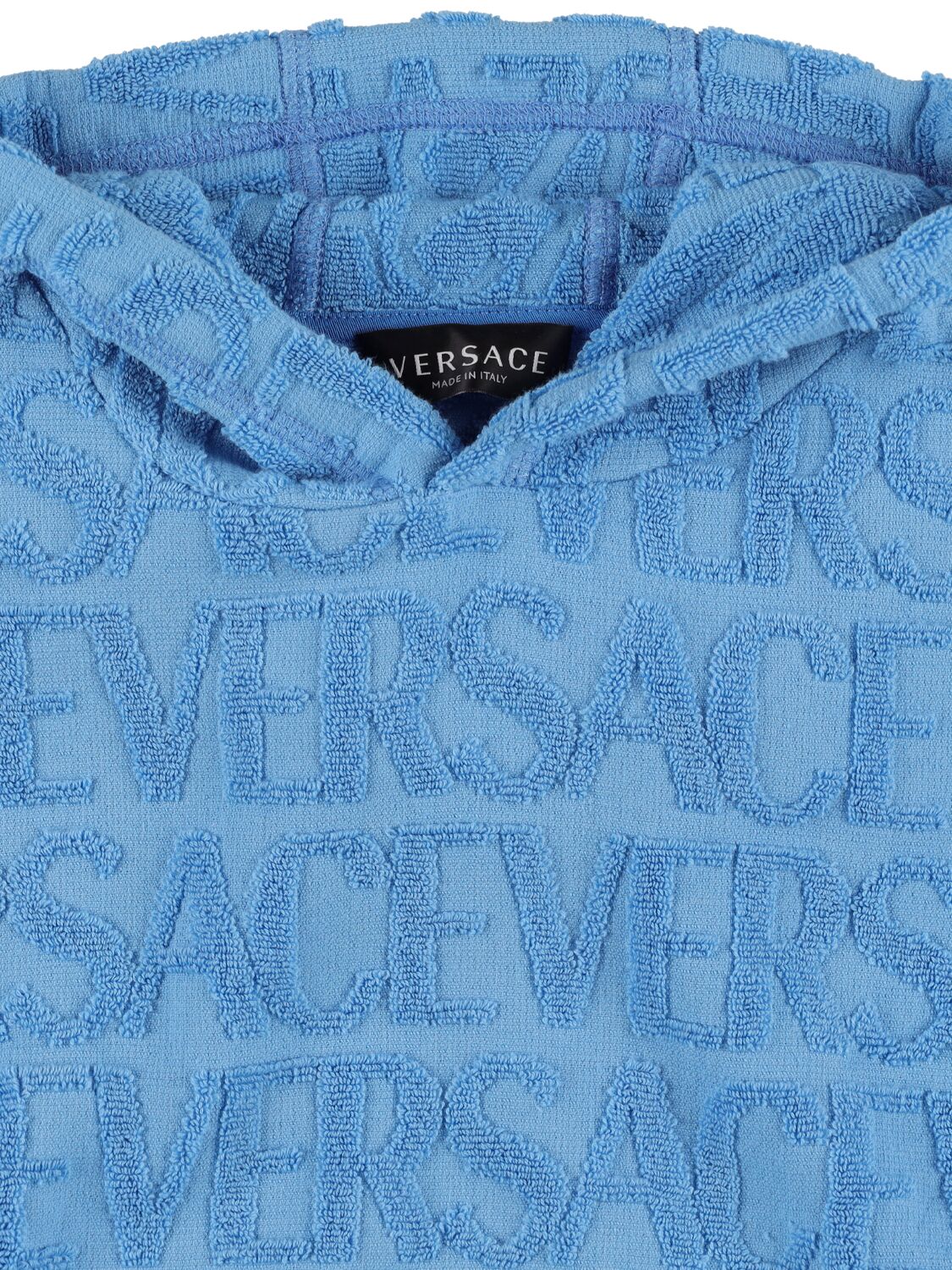 Shop Versace Cotton Sweatshirt W/ Logo In Blue