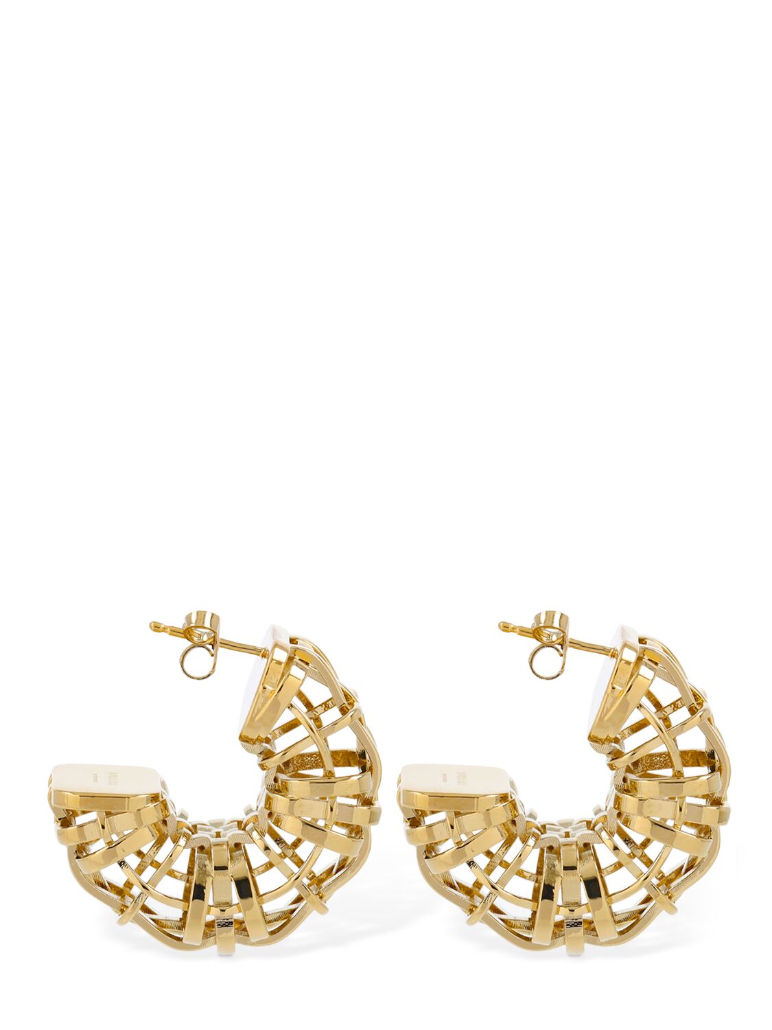 Shop Burberry Check Open Cage Earrings In Gold