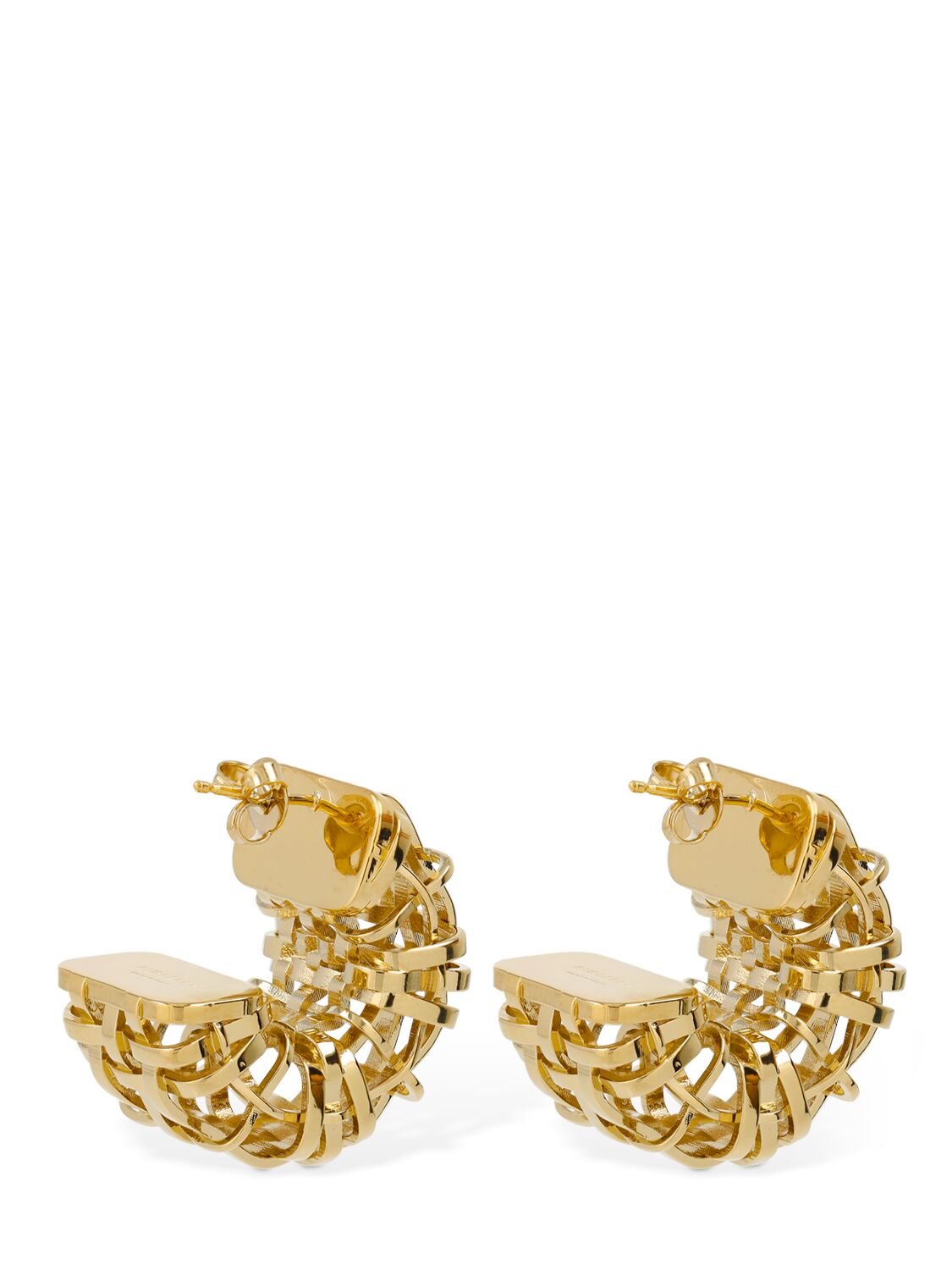 Shop Burberry Check Open Cage Earrings In Gold