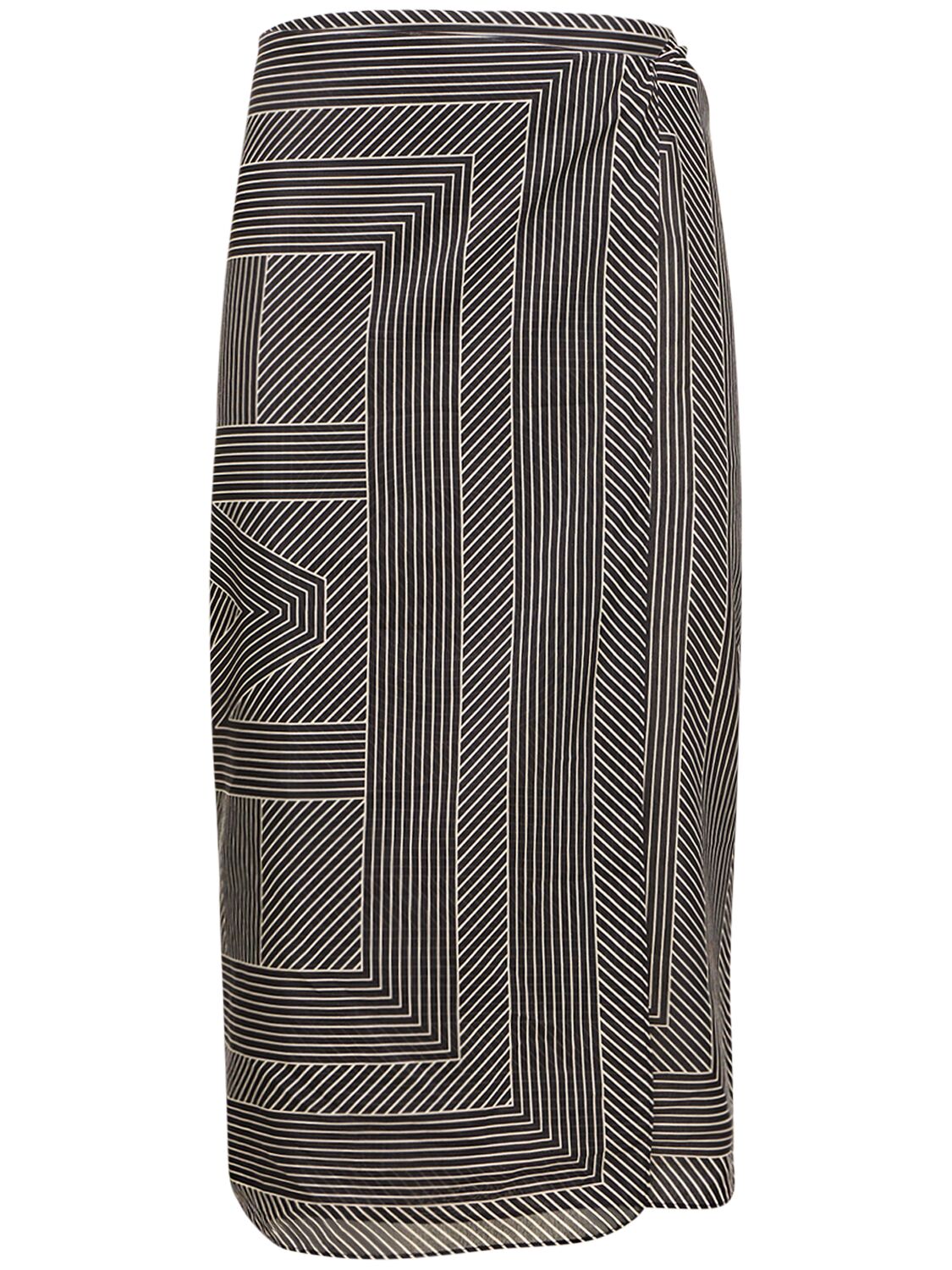 Totême Monogram Cotton & Silk Wrap Skirt In Black