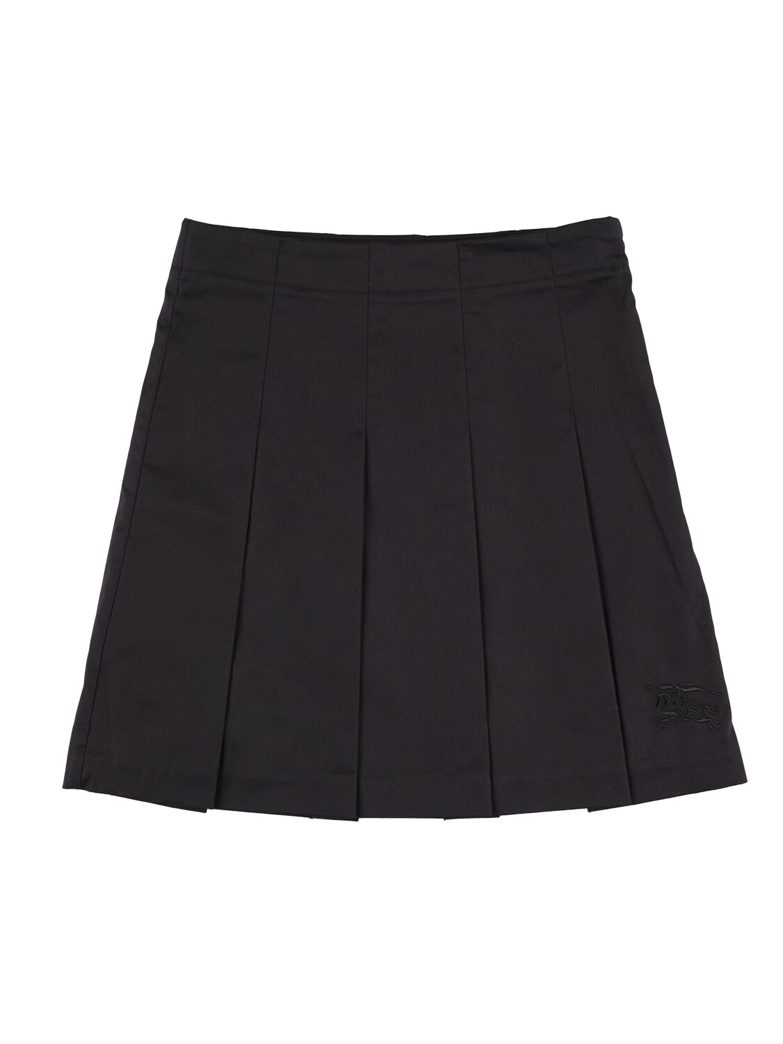 Shop Burberry Pleated Cotton Mini Skirt In Black