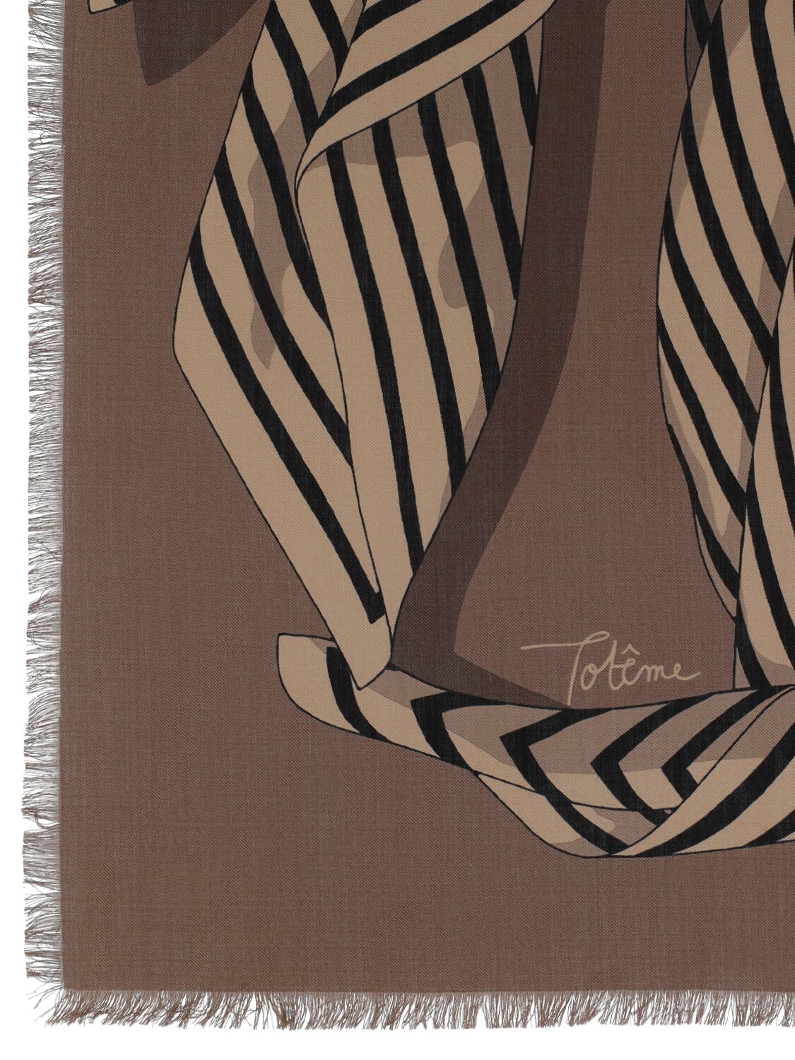 Shop Totême Large Monogram Printed Wool & Silk Scarf In Brown