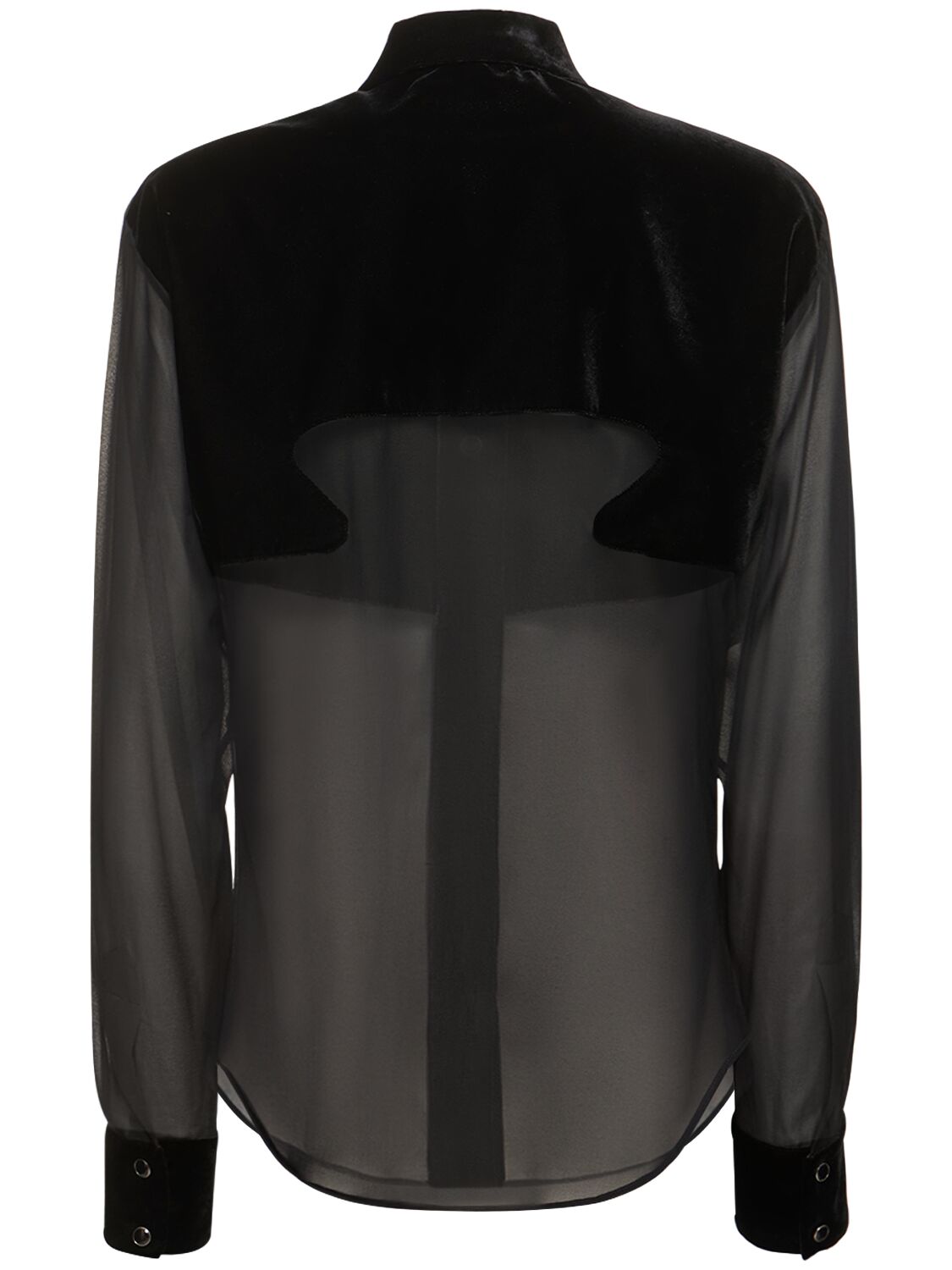 Shop Tom Ford Velvet & Georgette Silk Shirt In Black