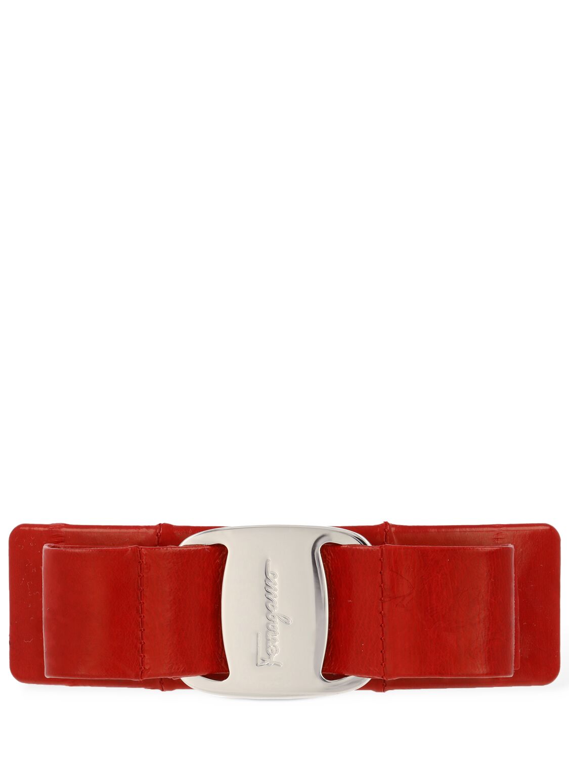 Ferragamo Vara Bow Leather Hair Clip In Red