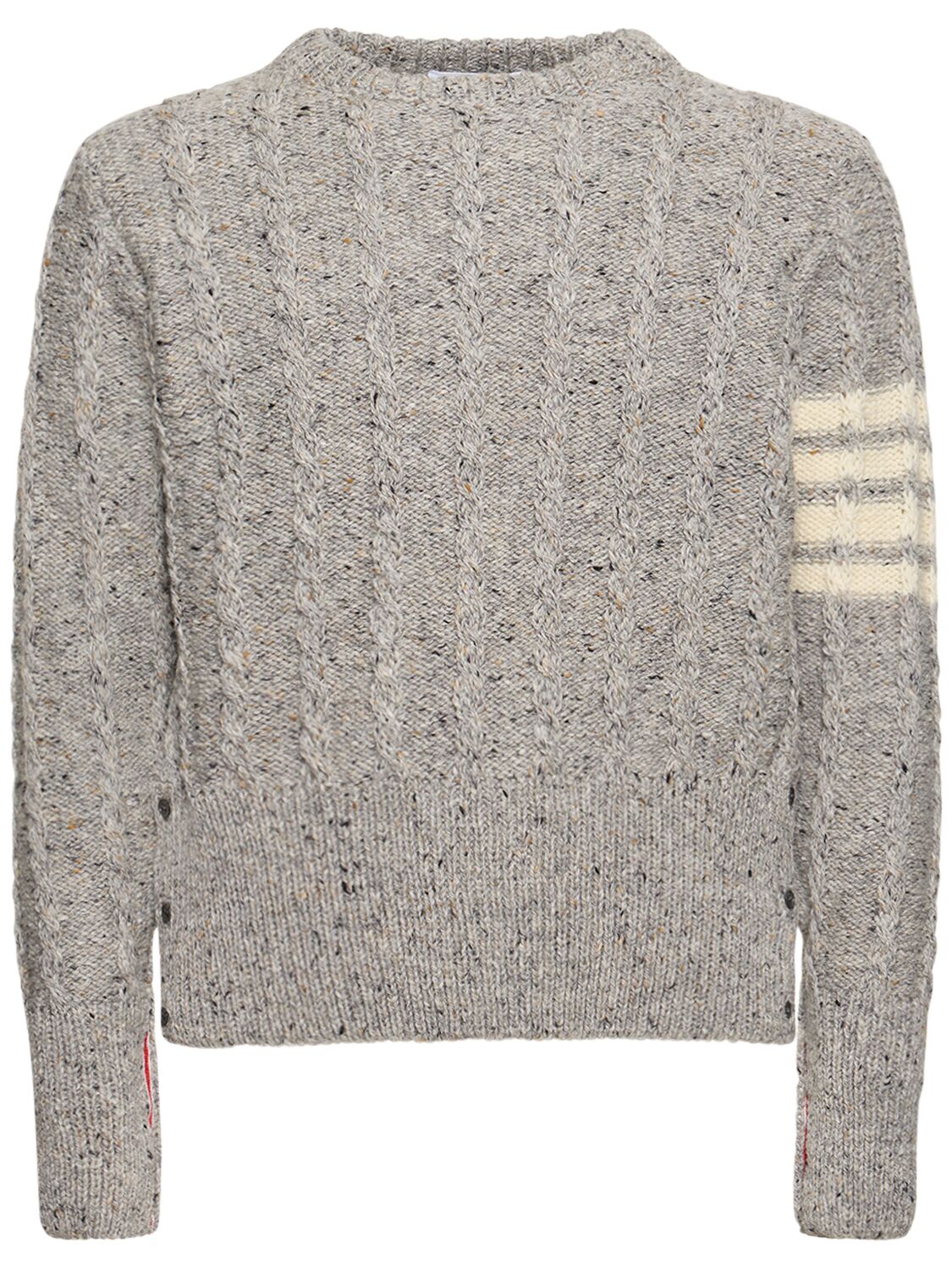 Thom Browne Twist Cable Crewneck Wool Sweater In Lt Grey