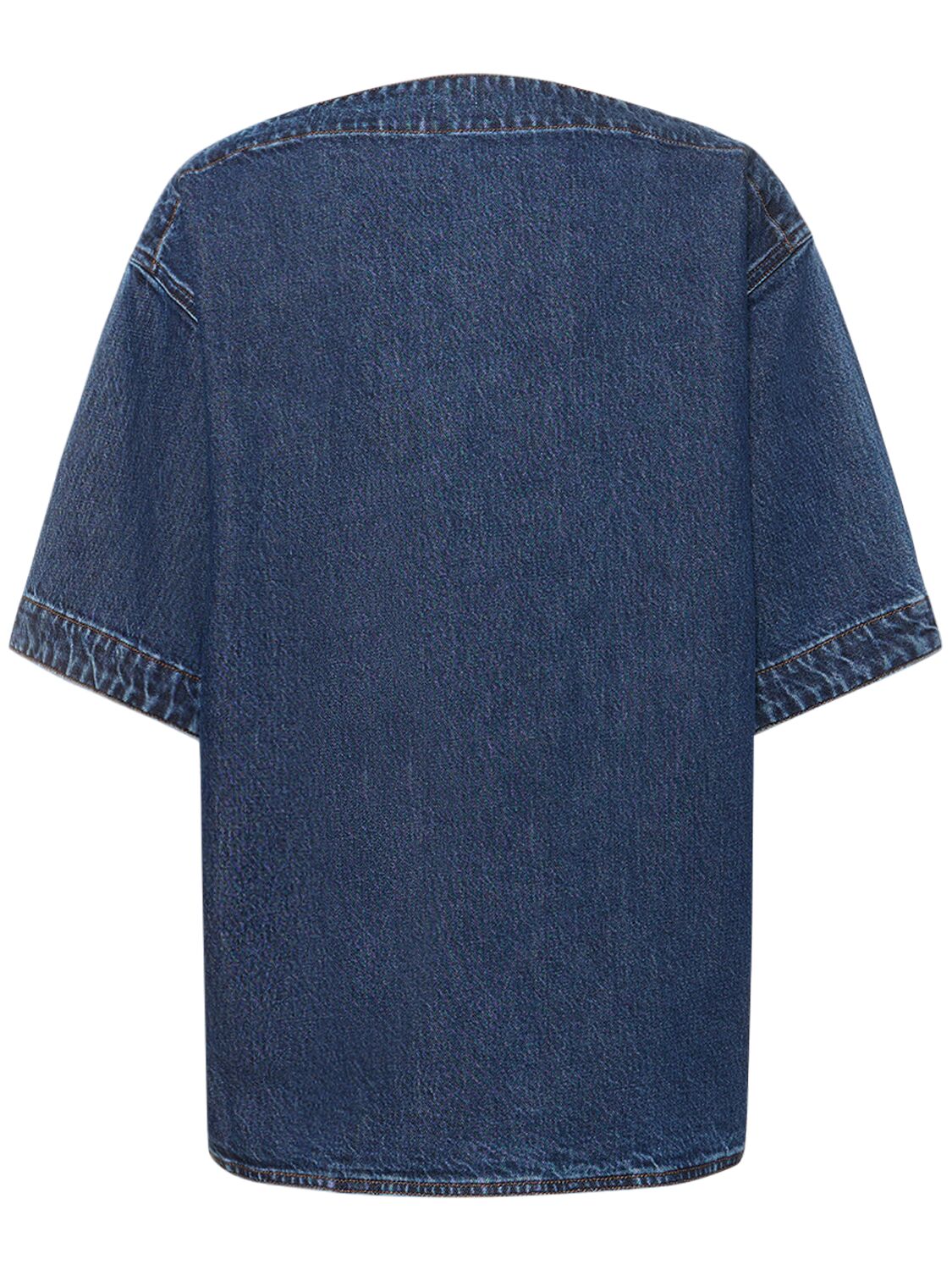 DART NECK ORGANIC COTTON DENIM TOP