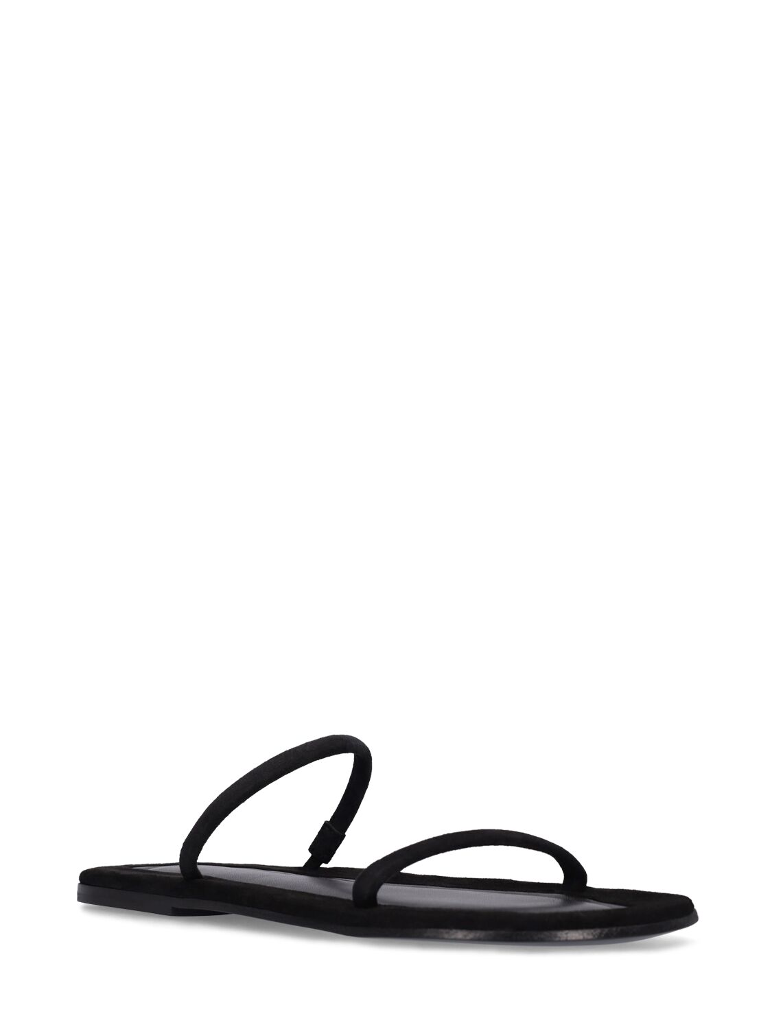 Shop Totême 10mm City Leather Flat Sandals In Black