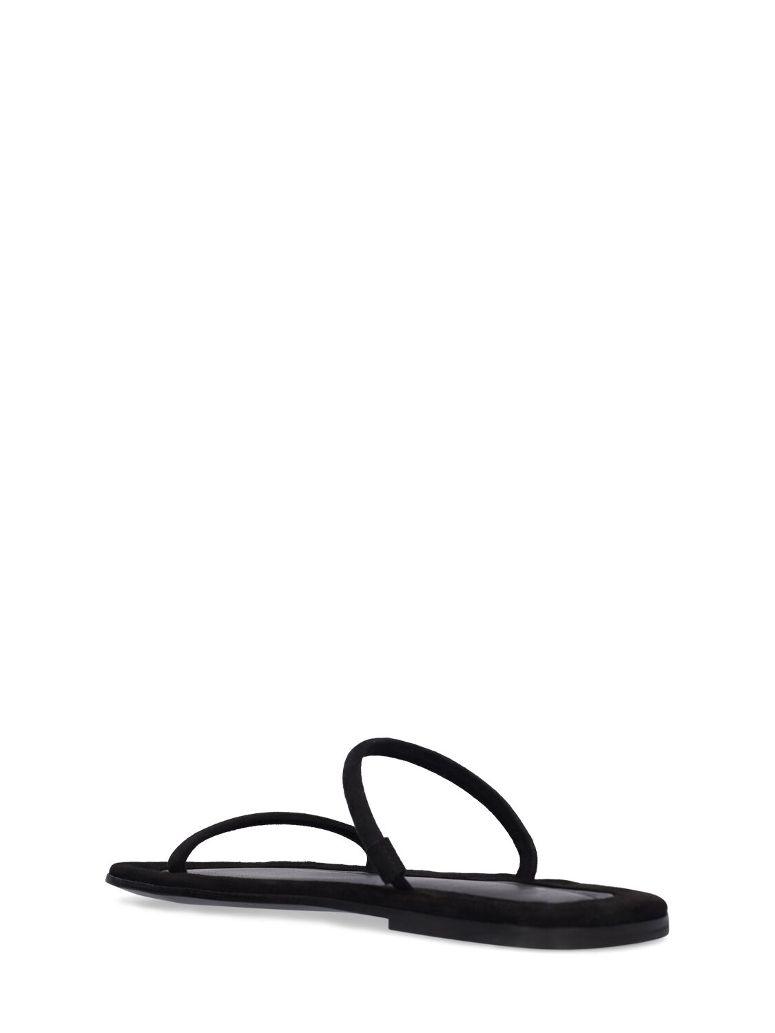 Shop Totême 10mm City Leather Flat Sandals In Black