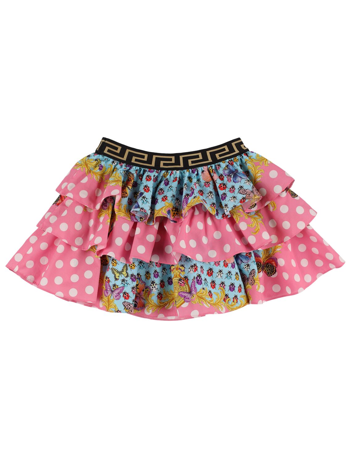 Shop Versace Printed Cotton Skirt In Multicolor