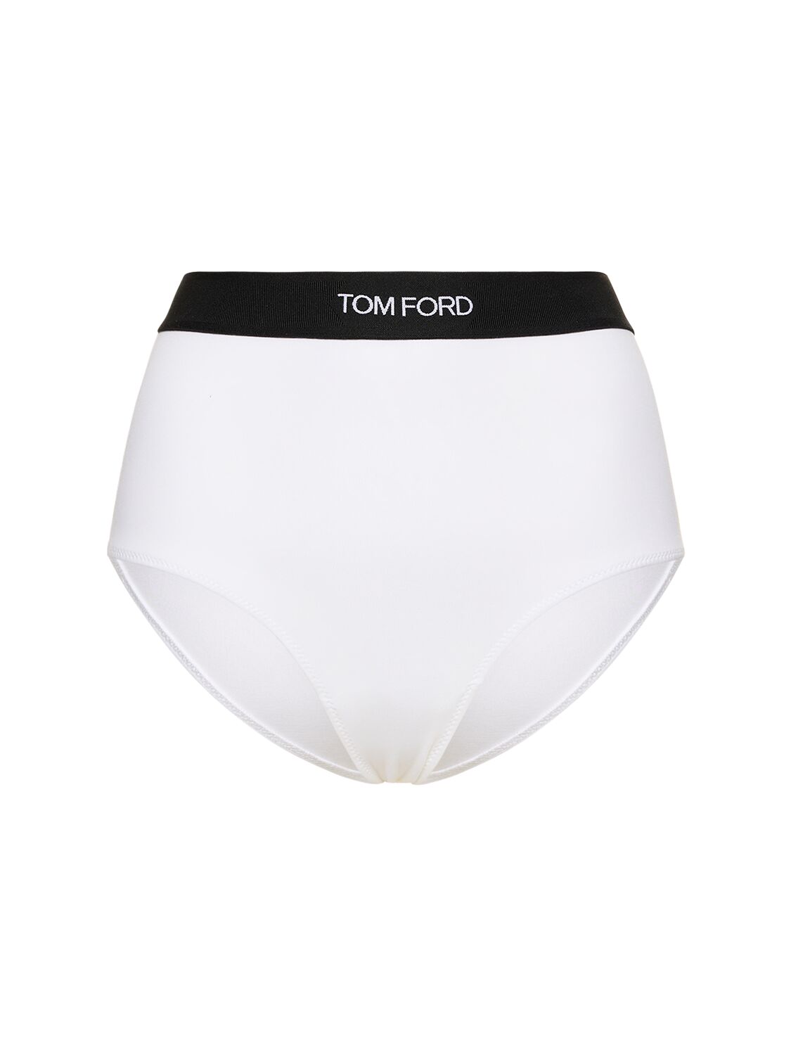 Shop Tom Ford Logo Modal Jersey High Rise Briefs In White