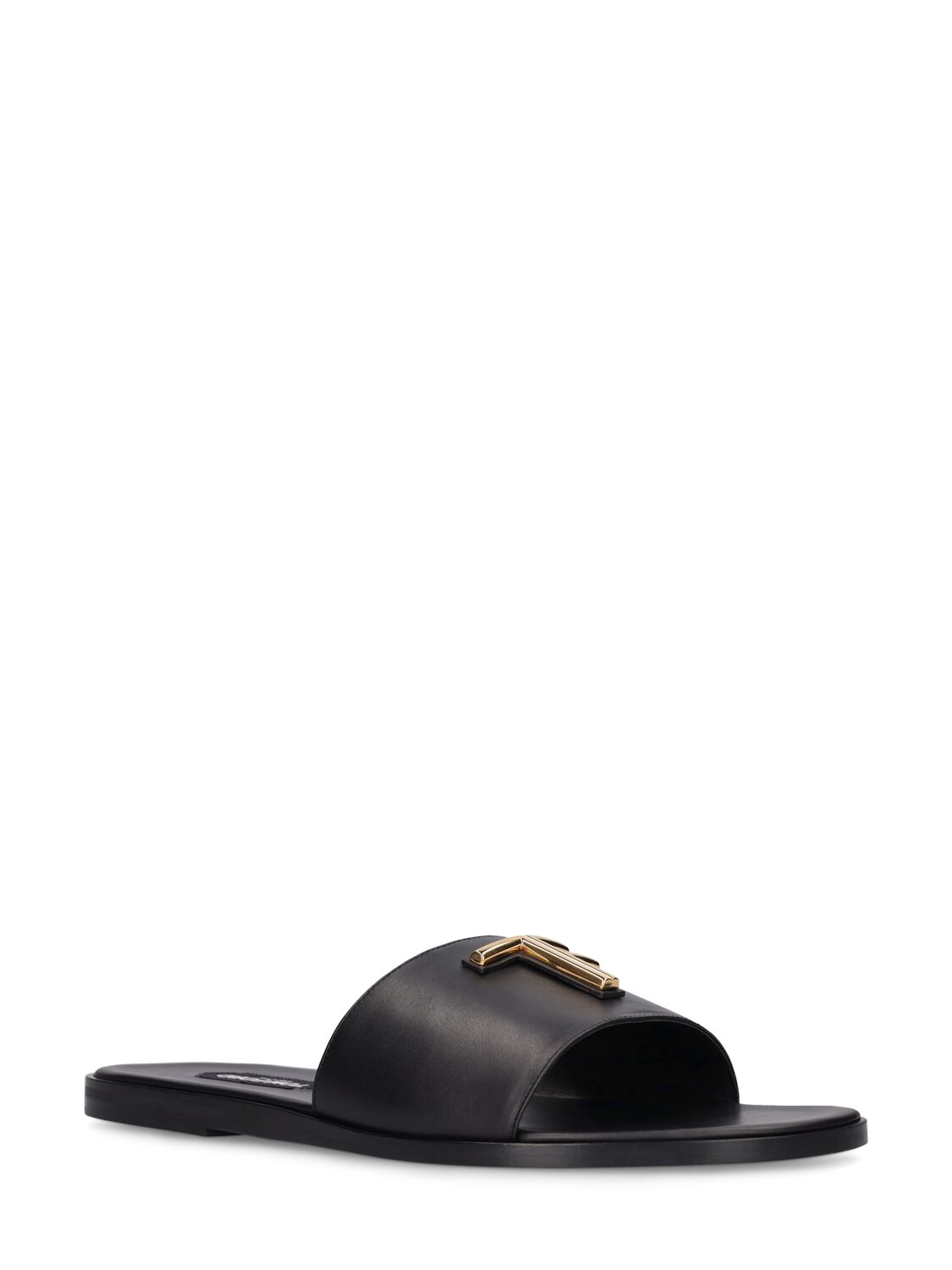 Shop Tom Ford Logo Smooth Leather Sandals In Black
