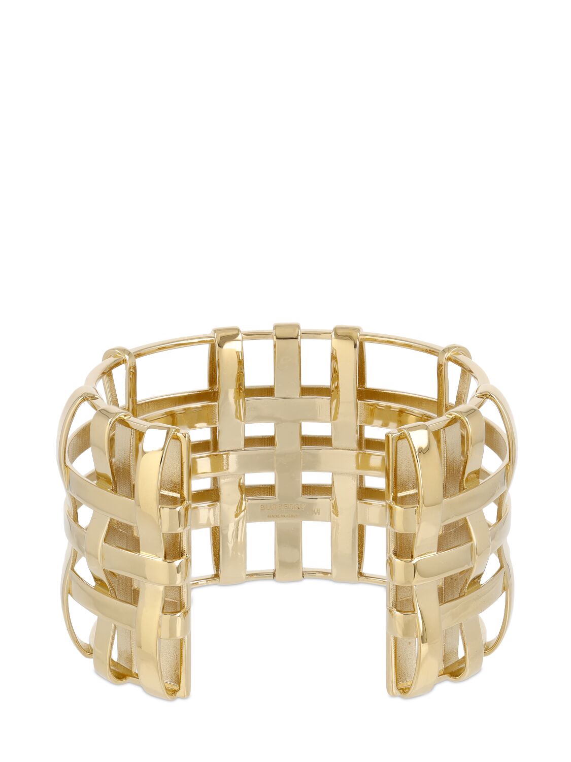 Shop Burberry Check Open Cage Cuff Bracelet In Gold