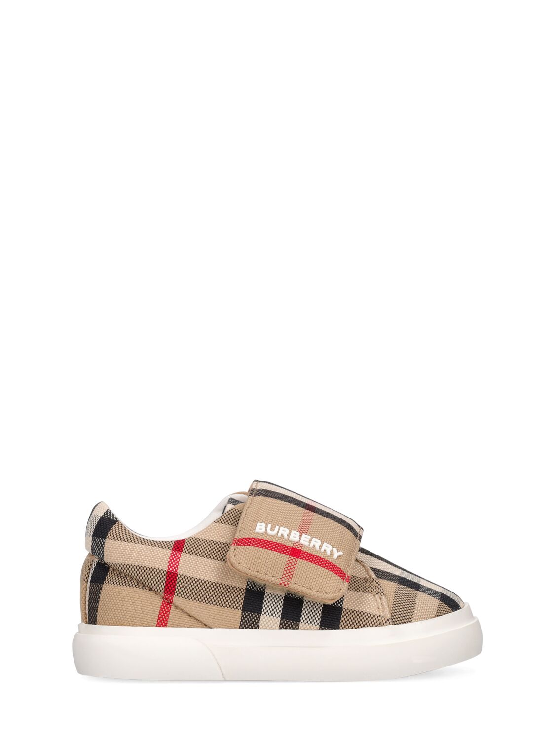 Image of Check Print Cotton Strap Sneakers