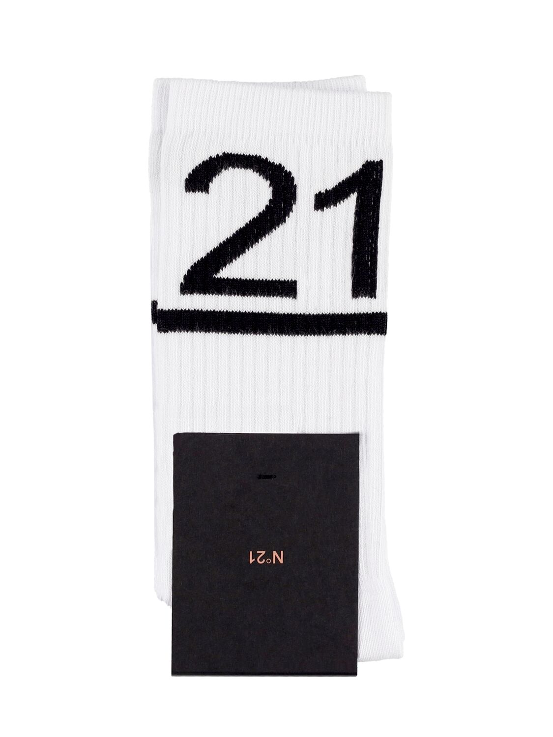 N°21 Kids' Logo Intarsia Cotton Blend Socks In White