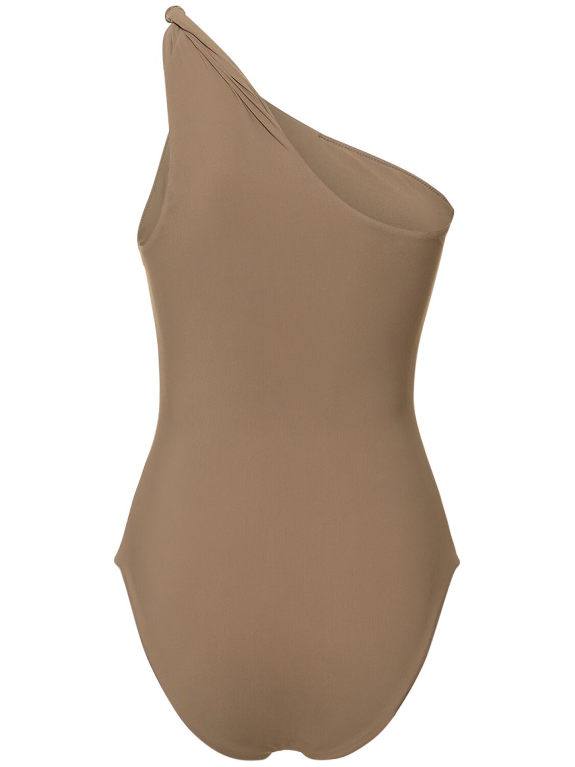 Shop Totême Twist-strap One-shoulder Swimsuit In Grün