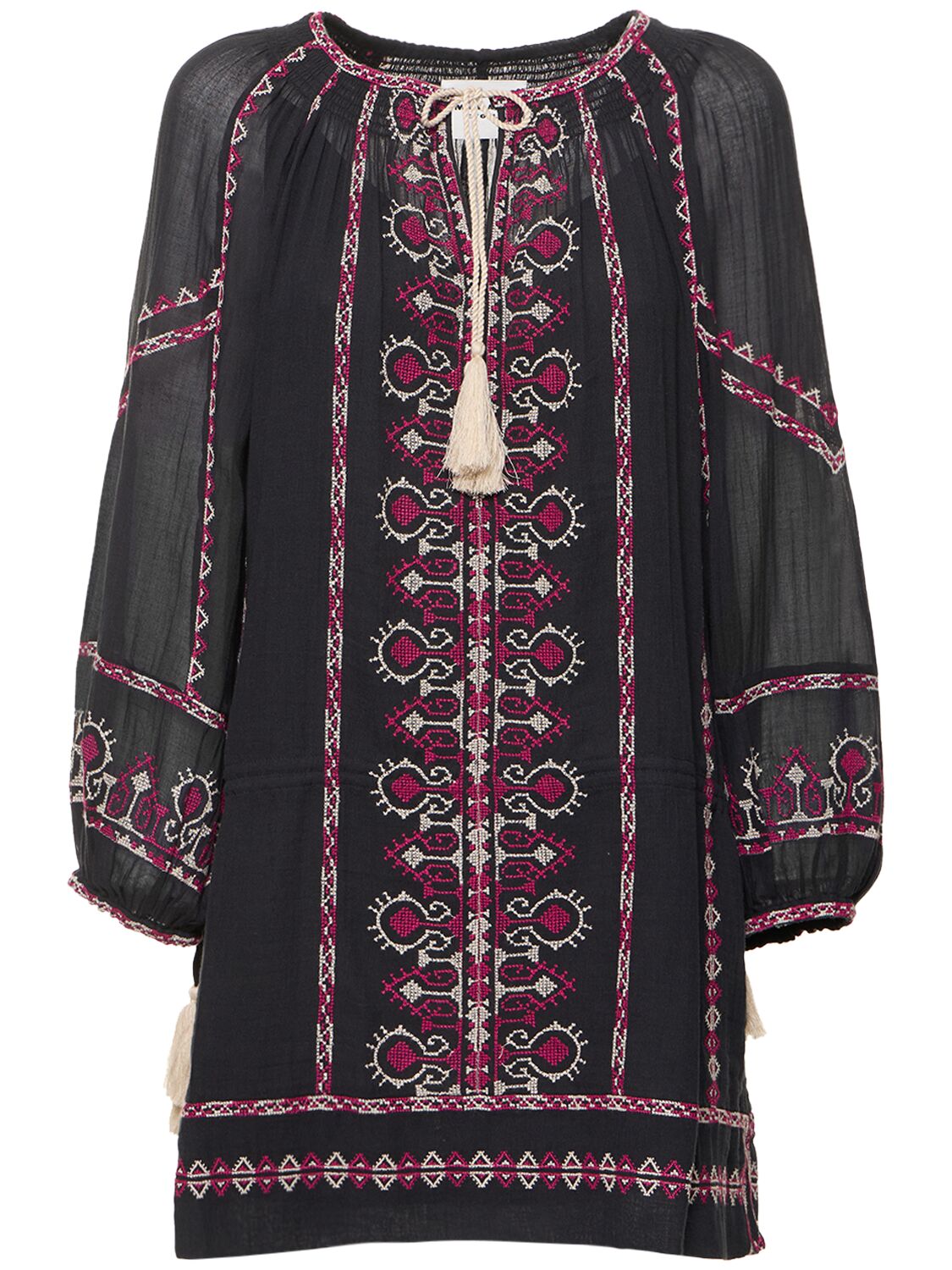 Marant Etoile Parsley-embroidered Cotton Dress In Black