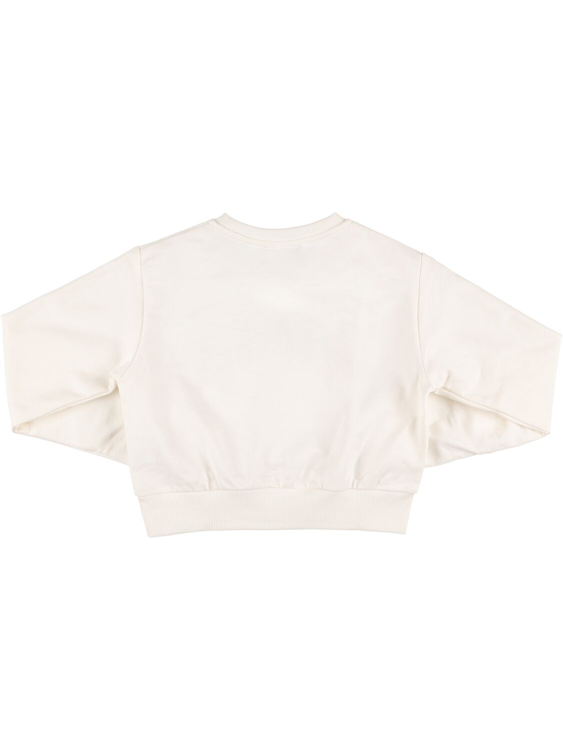 Shop Versace Cropped Cotton Sweatshirt W/ Logo In White