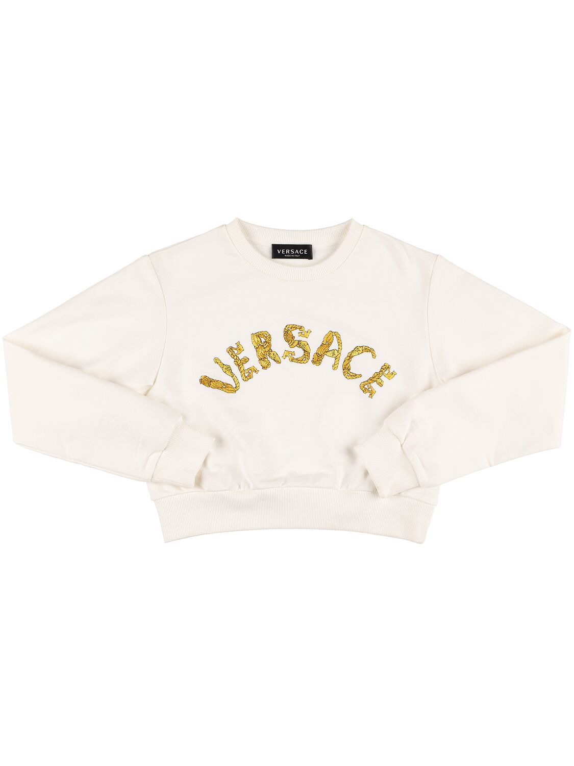 Versace Logo Kids Cotton Sweatshirt In White