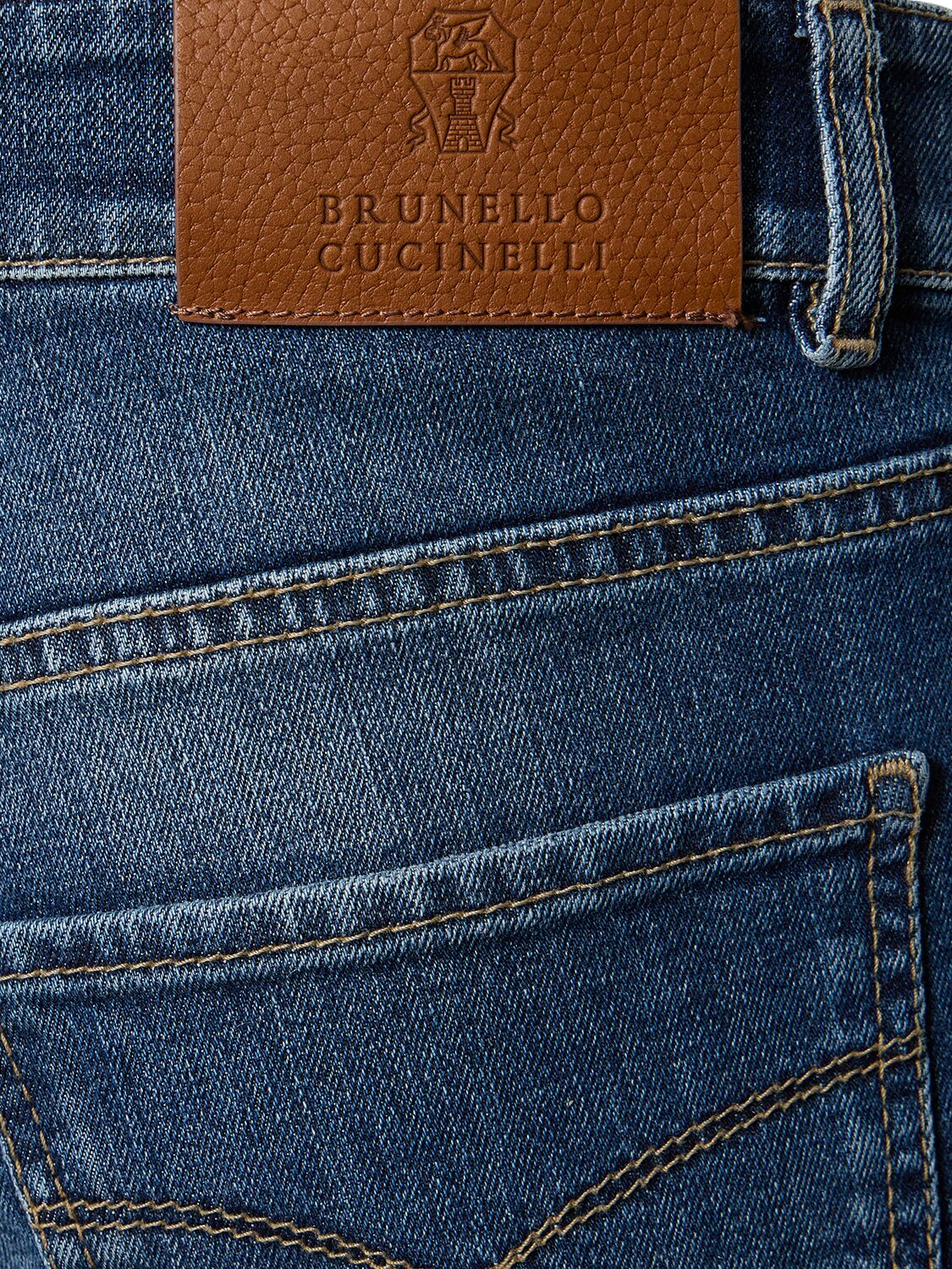 Shop Brunello Cucinelli Stonewashed Cotton Denim Jeans In Medium Wash