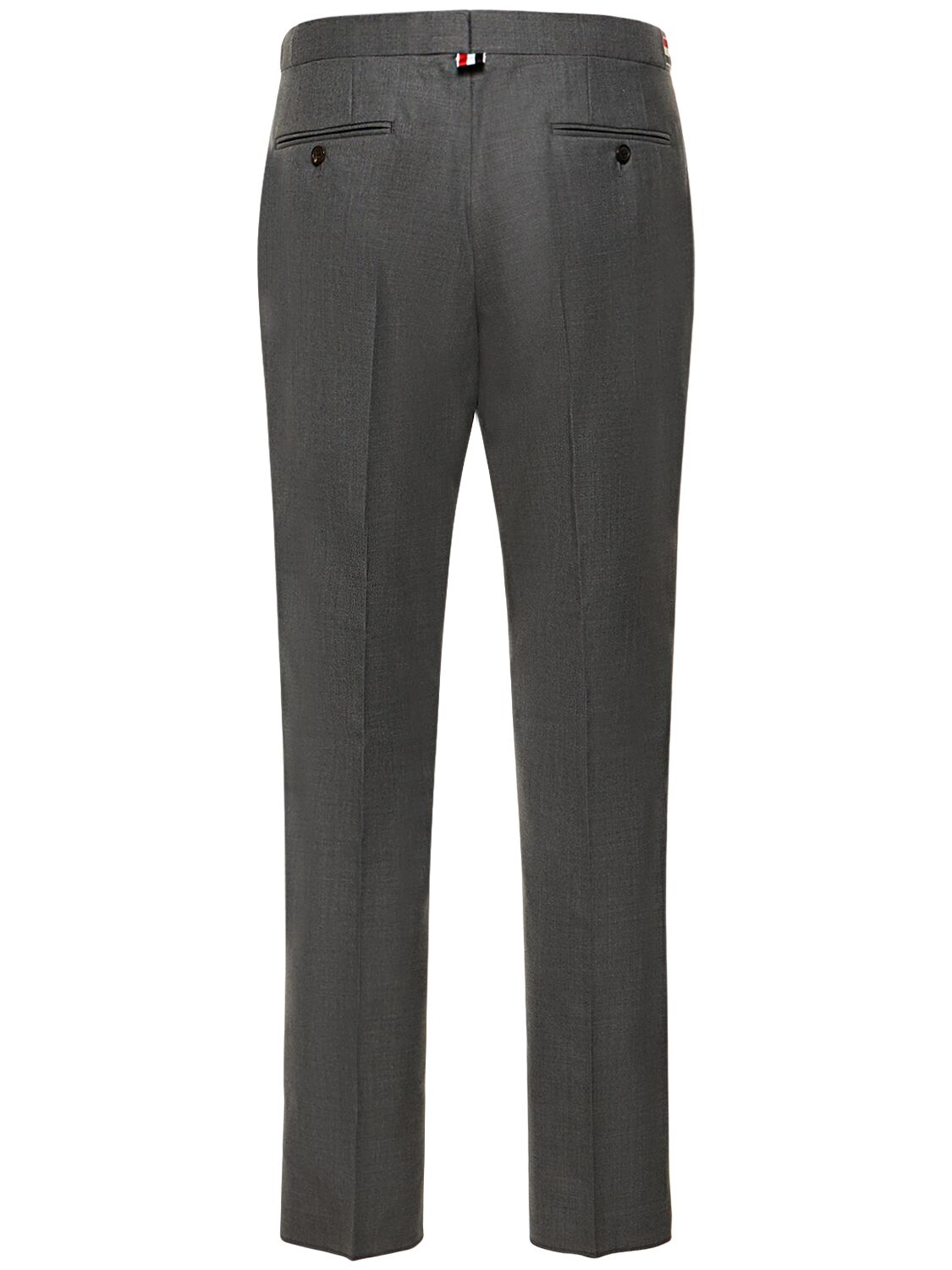 Shop Thom Browne Low Rise Wool Twill Pants In Med Grey