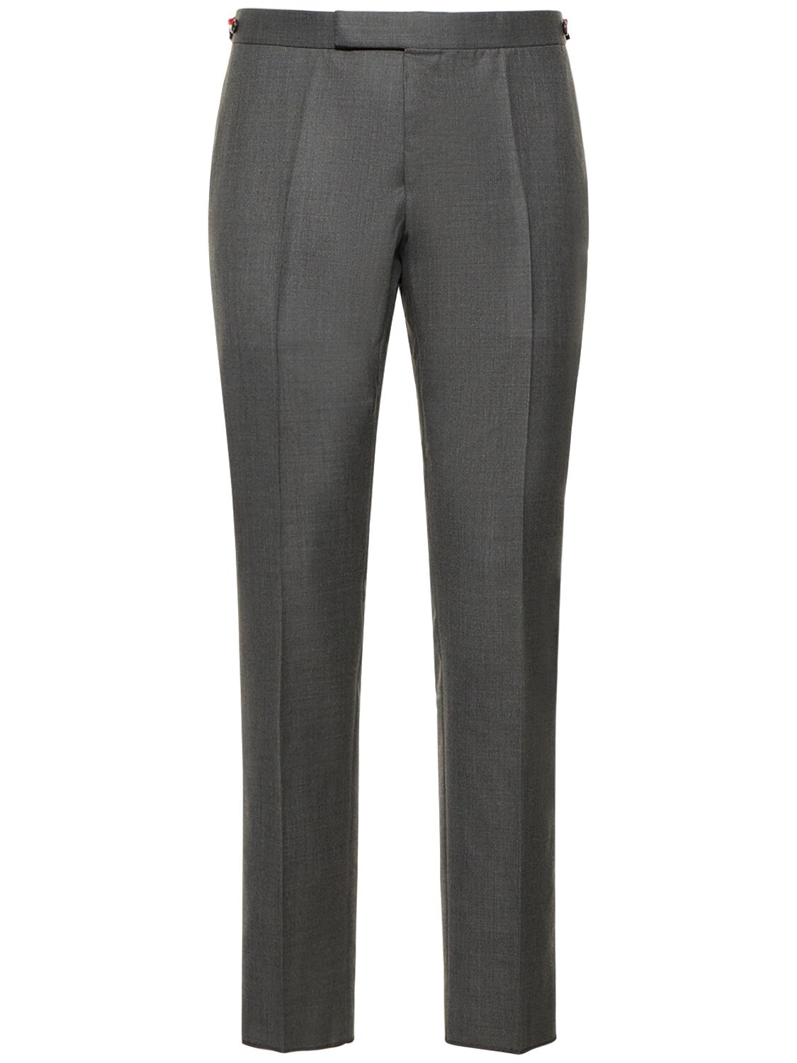 Thom Browne Low Rise Wool Twill Pants In Med Grey