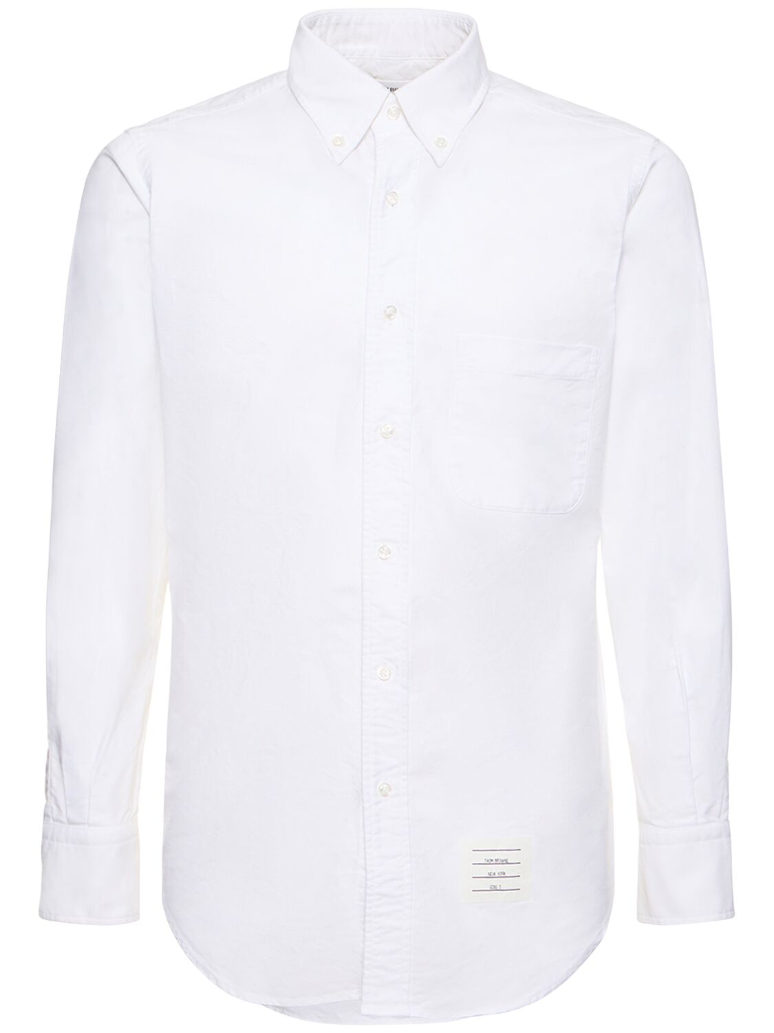 Thom Browne Cotton Oxford Shirt W/ Satin 4 Bar In Bianco
