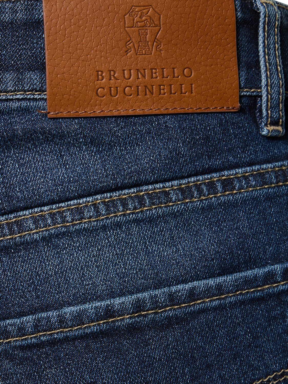 Shop Brunello Cucinelli Stonewashed Cotton Denim Jeans In Dark Wash
