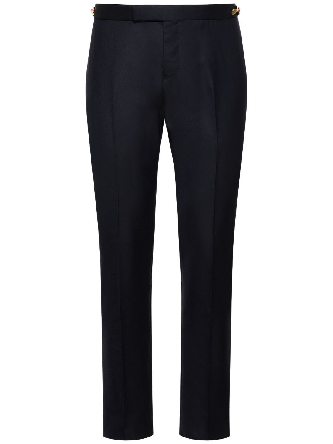Thom Browne Low Rise Wool Twill Pants In Navy