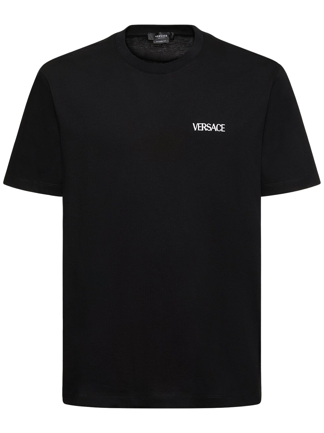 Shop Versace Logo Cotton Jersey T-shirt In Black