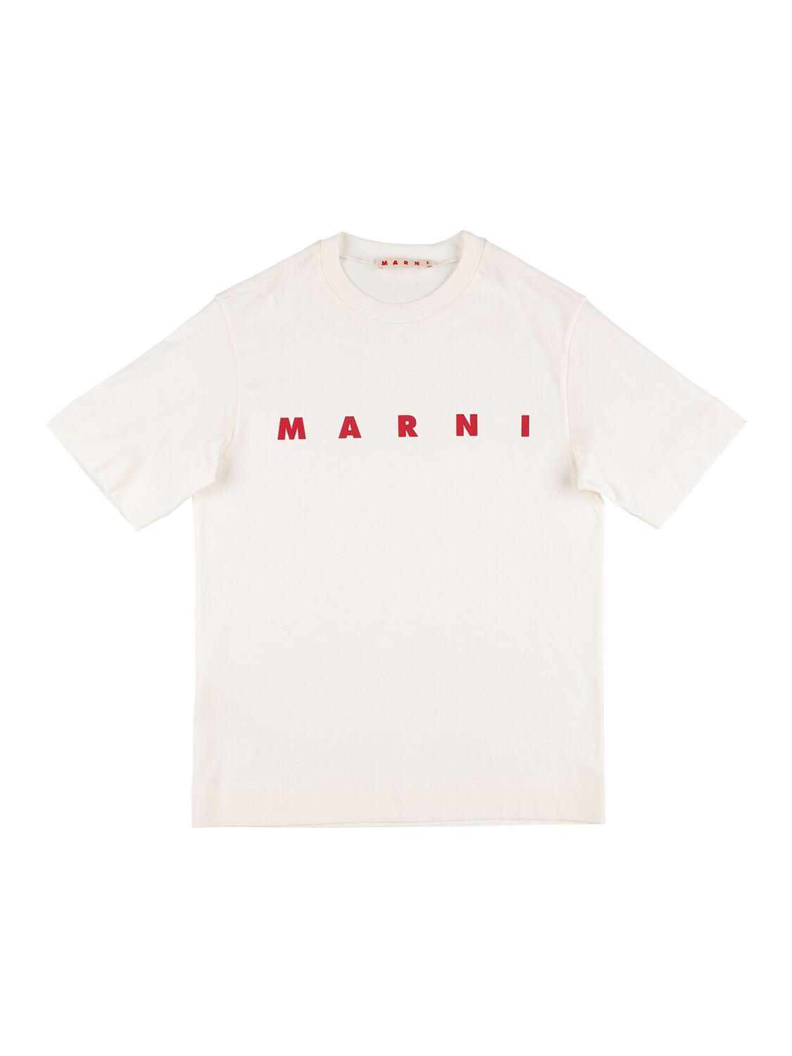 Marni Junior Kids' Logo Print Cotton Jersey S/s T-shirt In White