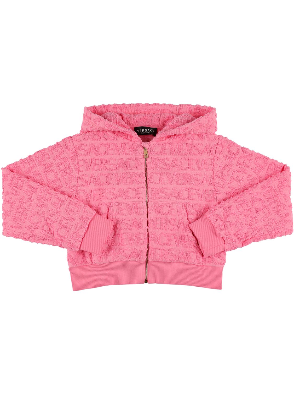 Versace Kids' Cotton Zip-up Sweatshirt Hoodie In Pink