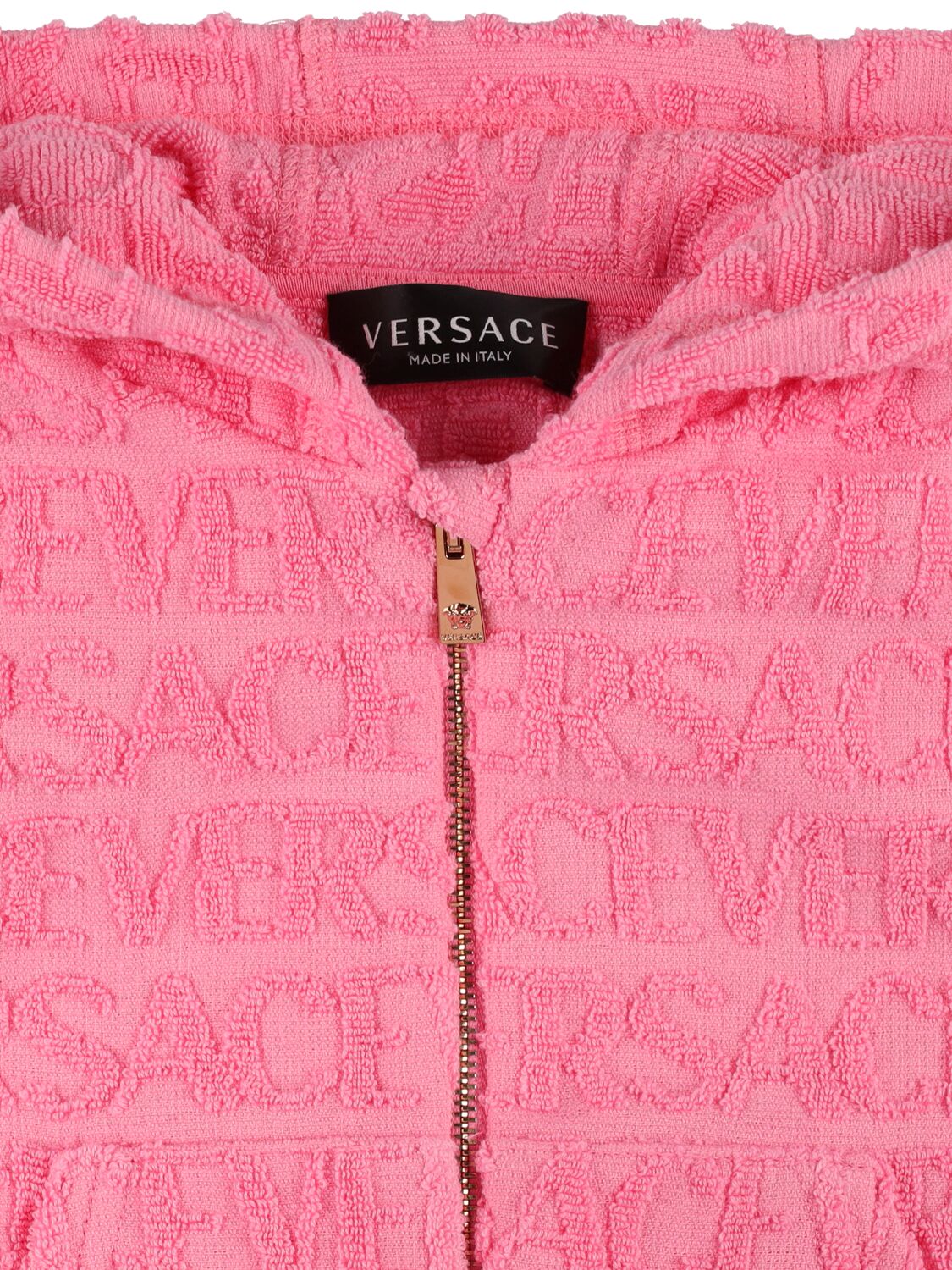 Shop Versace Cotton Zip-up Sweatshirt Hoodie In Pink
