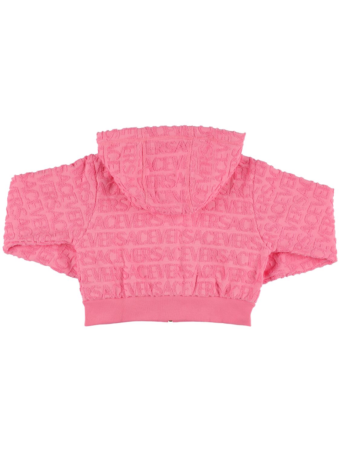 Shop Versace Cotton Zip-up Sweatshirt Hoodie In Pink