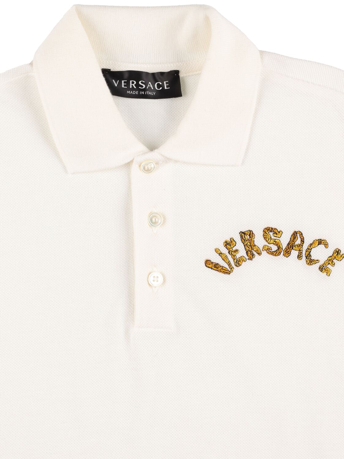 Shop Versace Cotton Polo T-shirt W/ Logo In White