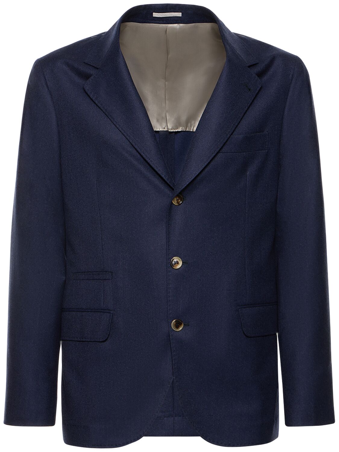 Brunello Cucinelli Wool Flannel Suit Jacket In Navy