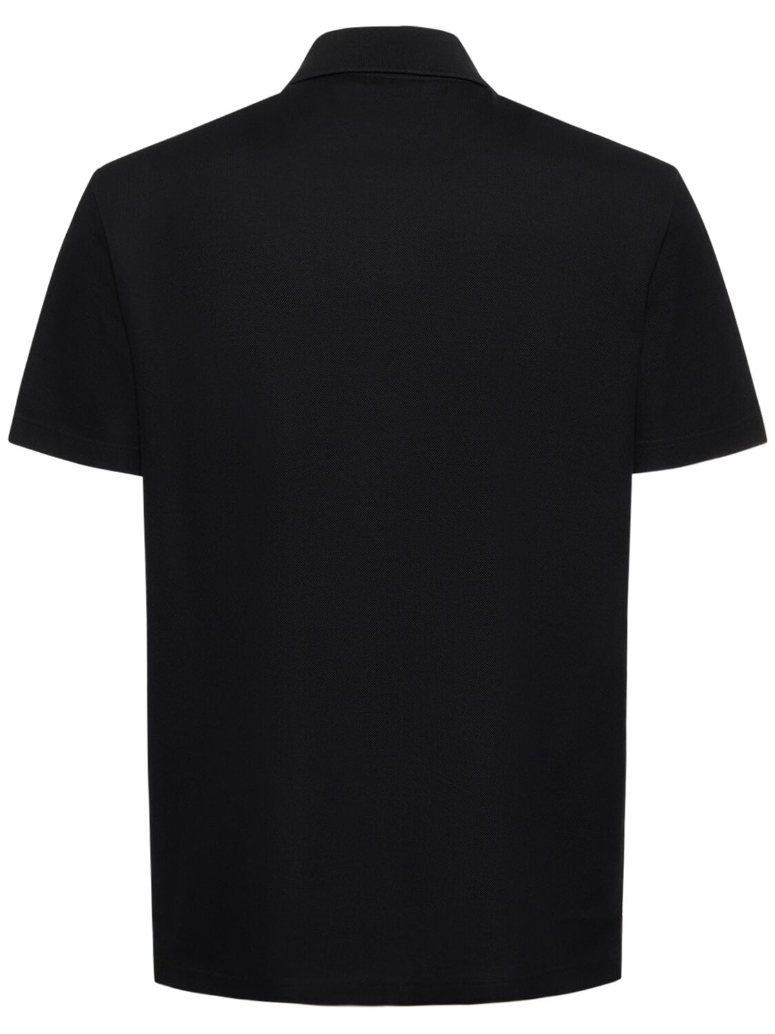Shop Versace Logo Cotton Polo Shirt In Black