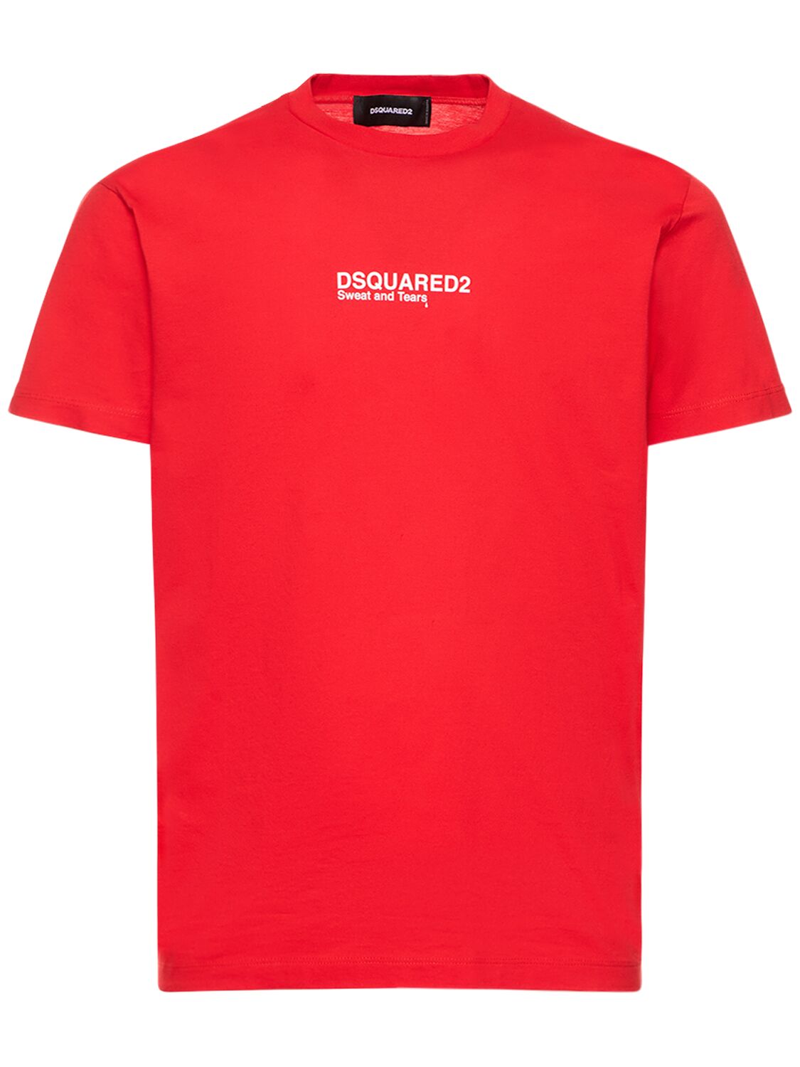 Dsquared2 Logo印花棉质平纹针织t恤 In Red