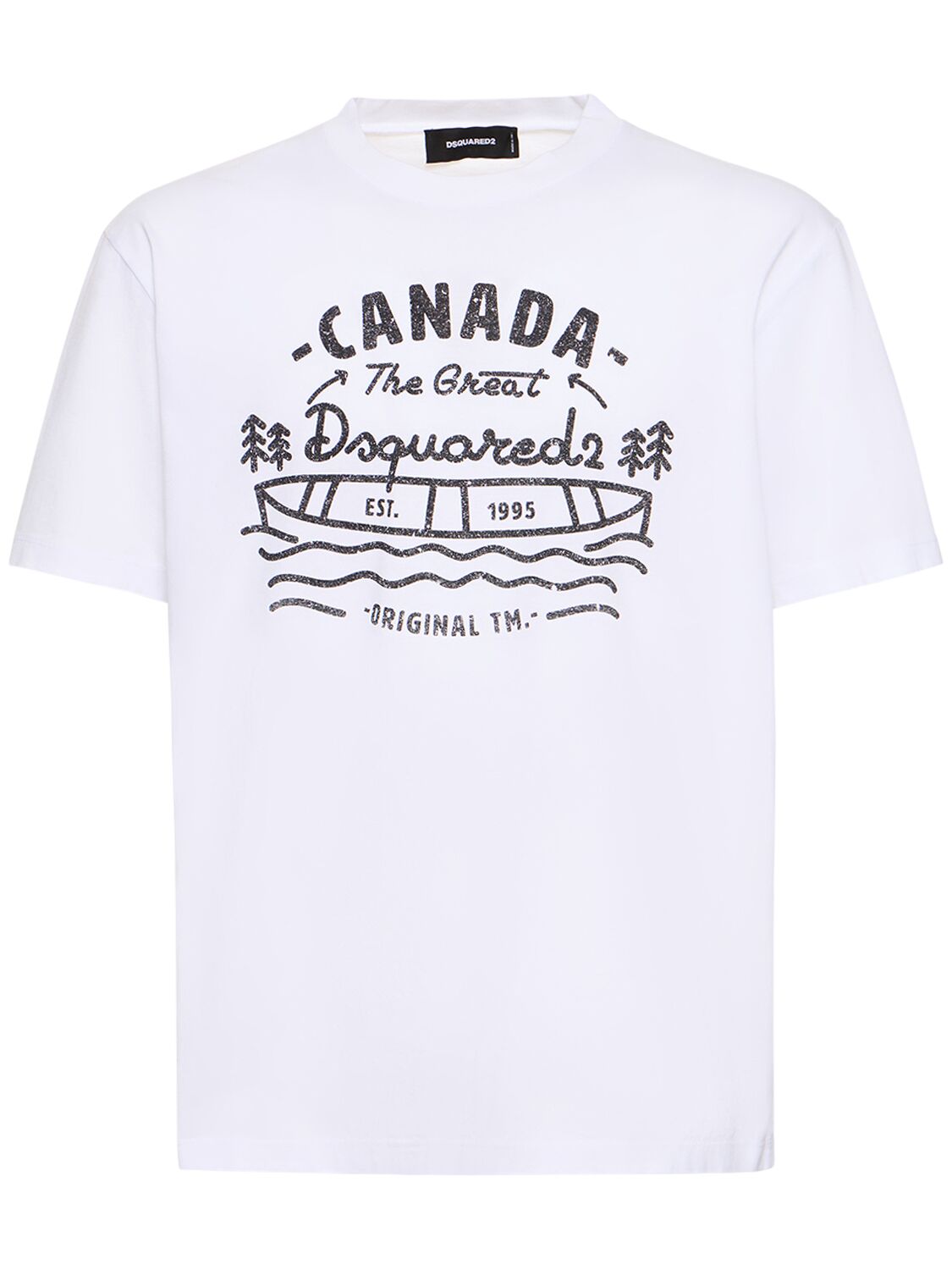 Dsquared2 Bedrucktes T-shirt Aus Baumwolljersey In White