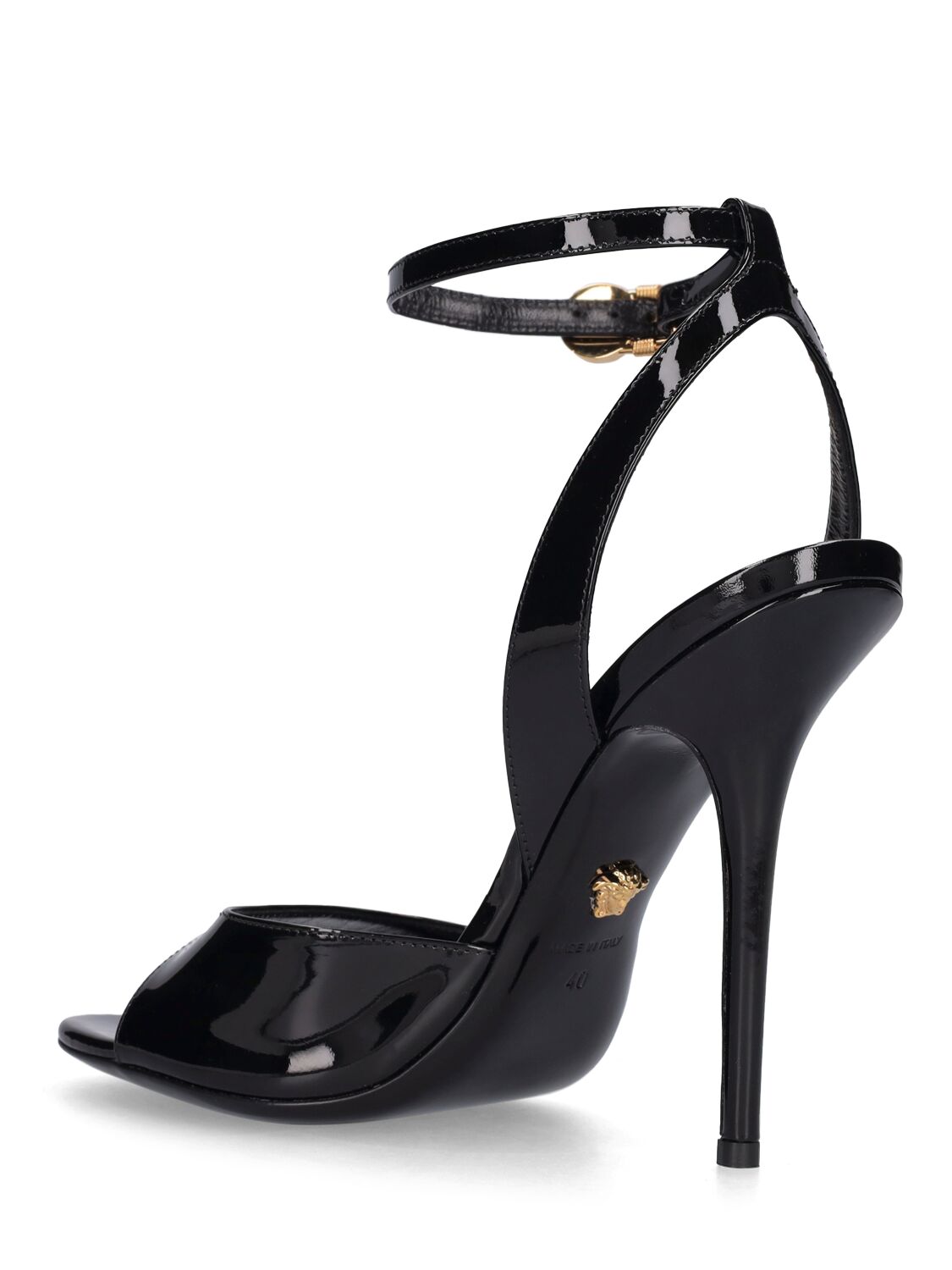 Shop Versace 105mm Leather Sandals In Black