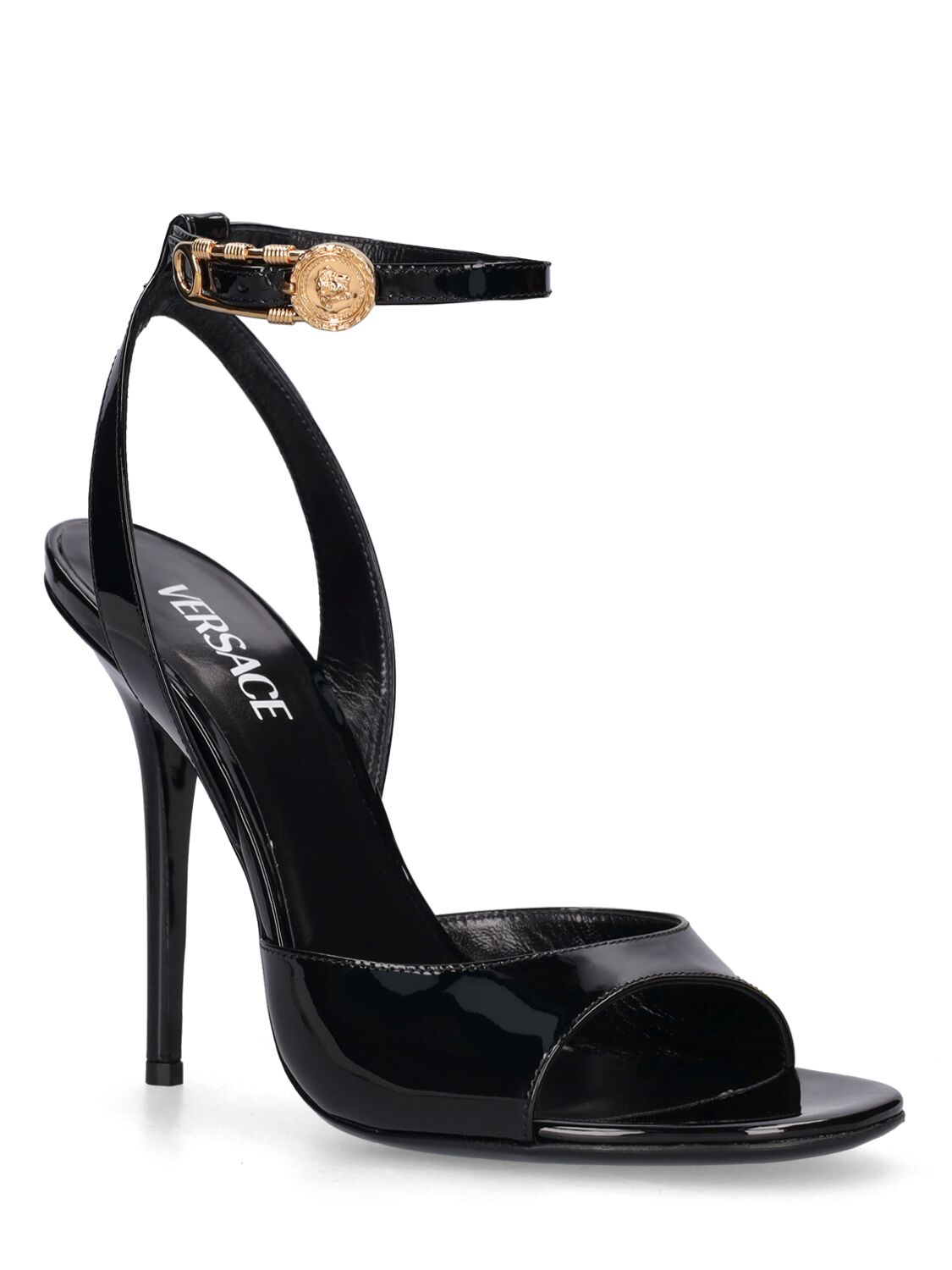 Shop Versace 105mm Leather Sandals In Black