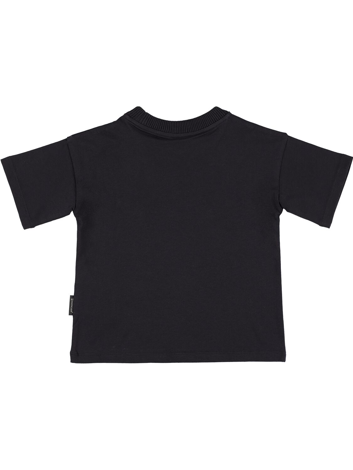 Shop Moncler Printed Logo Cotton Jersey T-shirt In Black