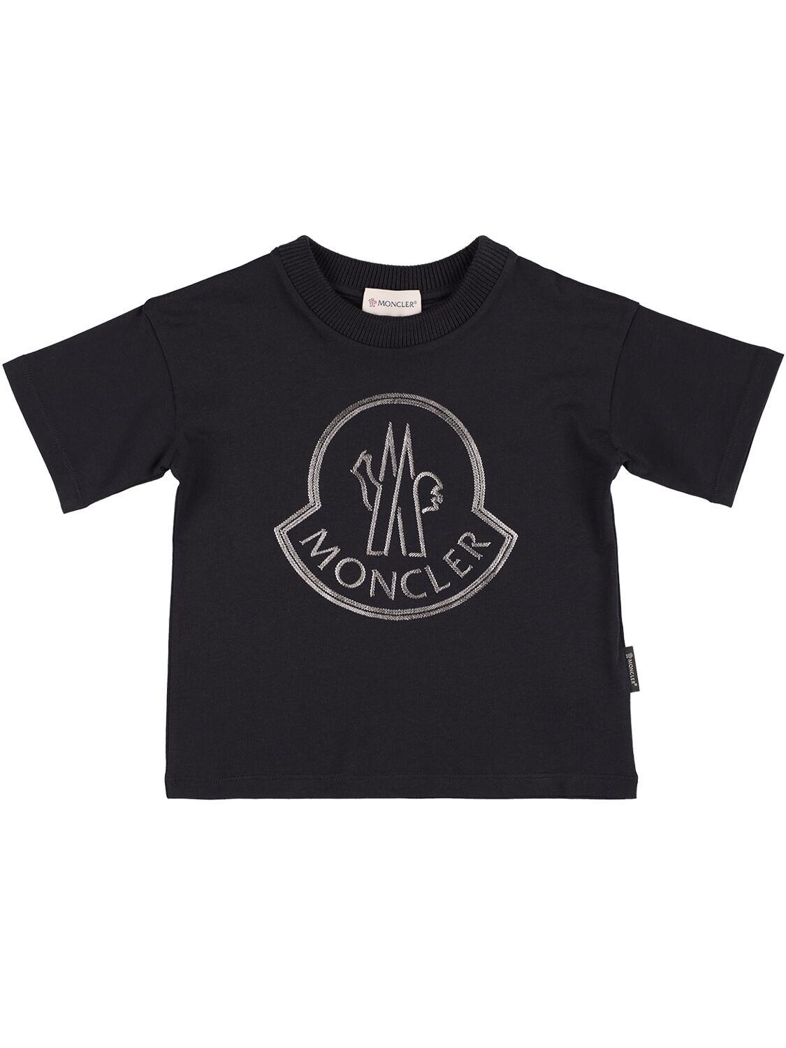 Moncler Kids' Printed Logo Cotton Jersey T-shirt In Black