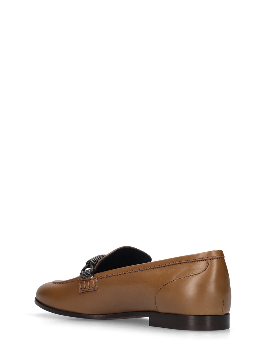 Shop Brunello Cucinelli 10mm Leather Loafers In Camel