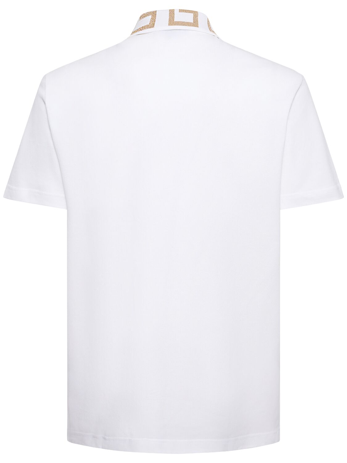 Shop Versace Logo Cotton Polo Shirt In White