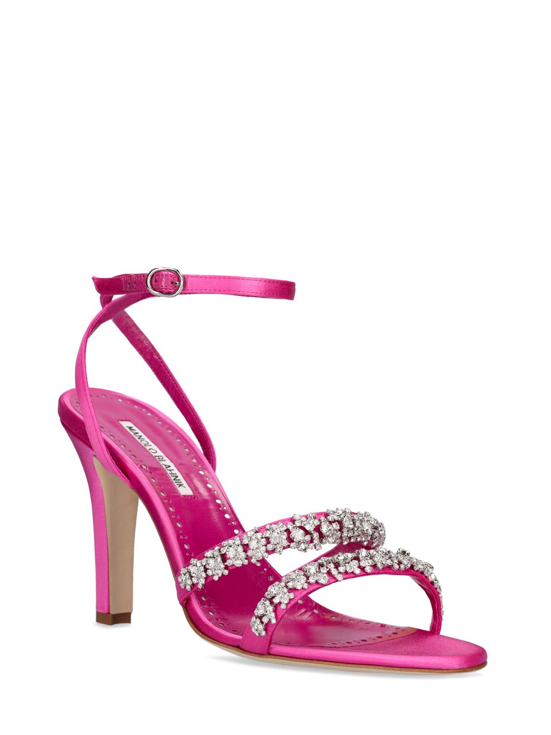 MANOLO BLAHNIK 105MM VEDADA SATIN & CRYSTAL SANDALS 