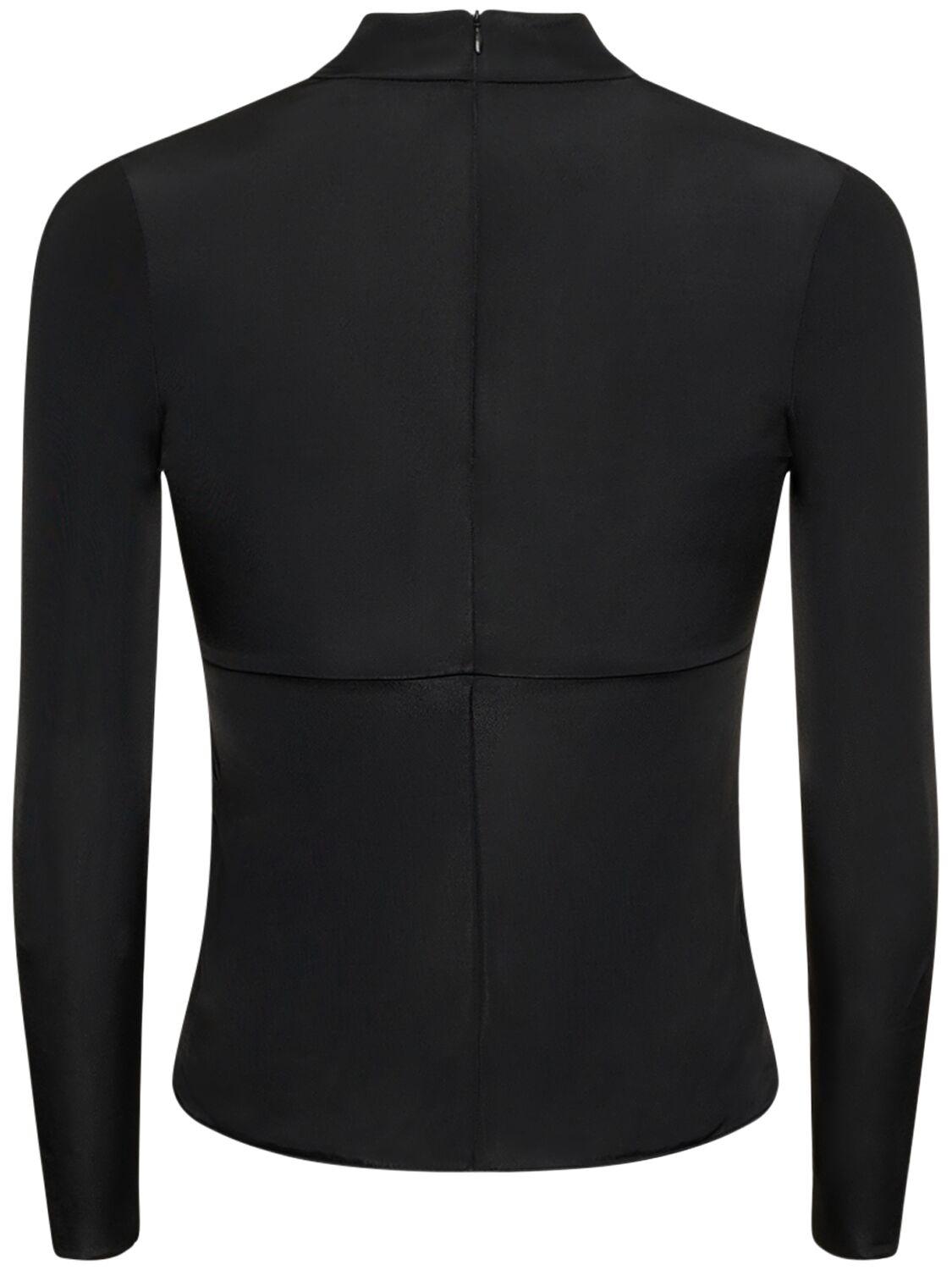 Shop Jil Sander Draped Viscose Jersey Long Sleeve Top In Black